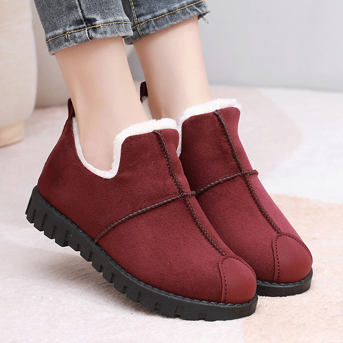 Fashionable snow boots  winter cross-border new style thickened and warm mother's shoes slip-on plus velvet foreign trade cotton shoes for women