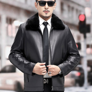 Middle-Aged and Elderly Men's Genuine Leather Fur Dad Middle-Aged Thickeneded Fur All-In-One Cold-Proof Jacket Jacket Winter