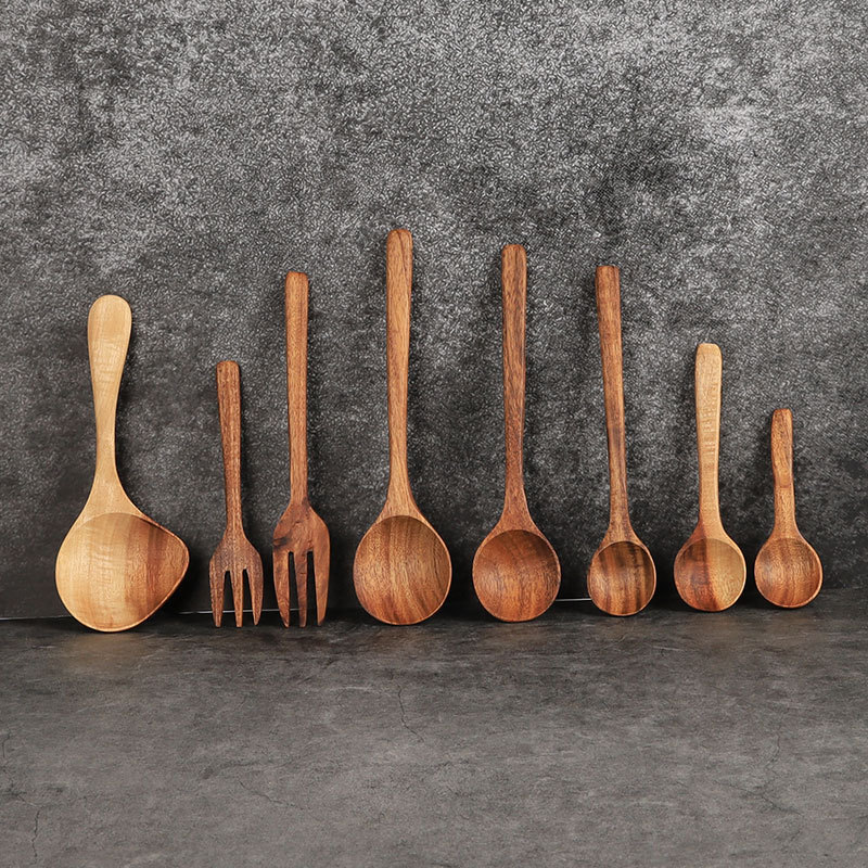 Cuchara de madera verde directa de fábrica sin pintar adulto cuchara de madera China cuchara de Acacia creativa gran cantidad Congyu