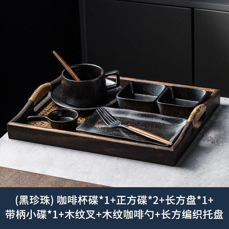 家用下午茶陶瓷餐具套装一人食餐盘带托盘酒店餐厅早餐分格盘套装|undefined