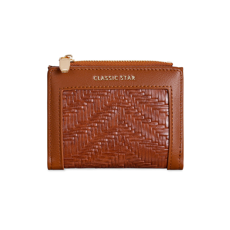 Nueva billetera de mujer nueva billetera de tejido coreana original simple moda billetera de dos plegados al por mayor image 6