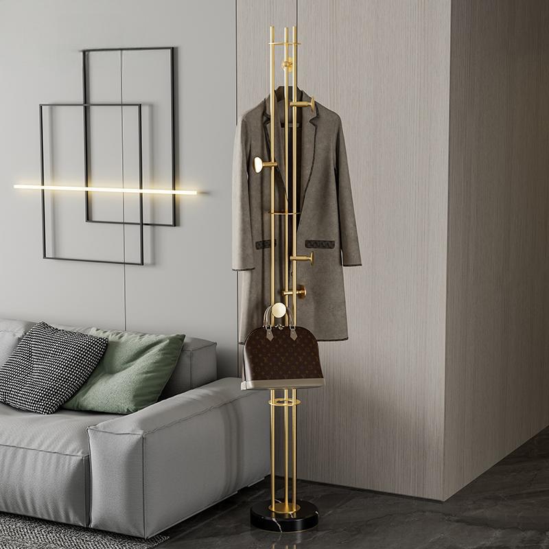 Light Luxury All-Copper Bedroom and Living Room Floor-Standing Coat Rack Multi-Functional Household Clothes Bag Storage Rack Clothes Hanger
