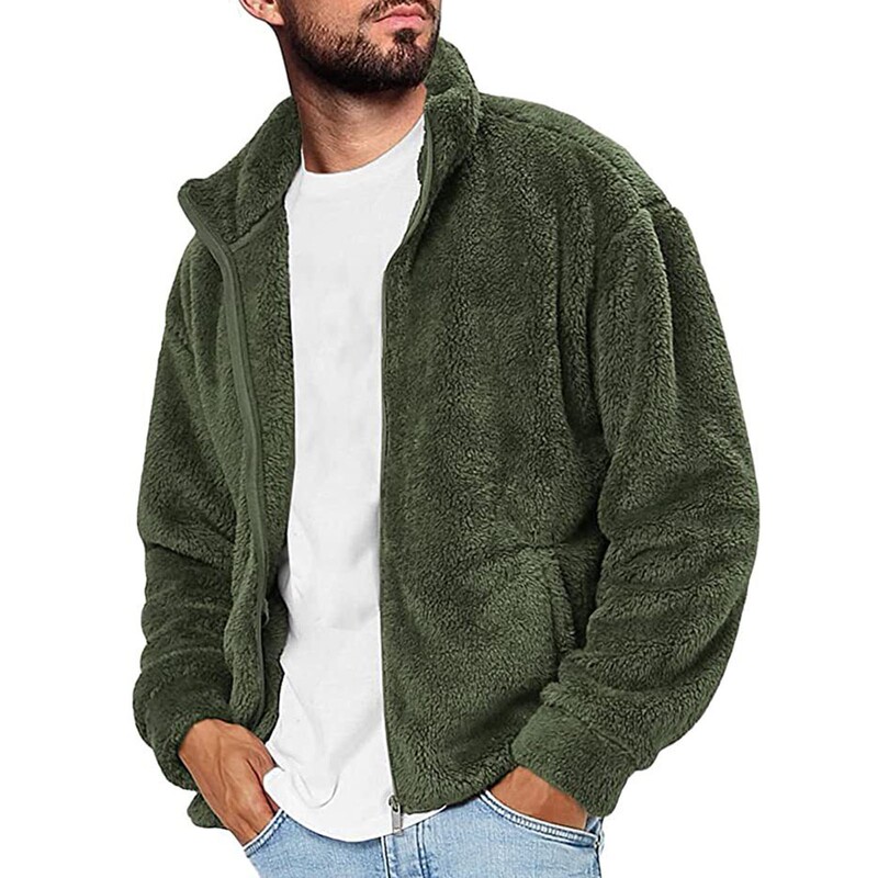 2025 Foreign Trade Cross-Border Autumn and Winter Season Men's Hooded Solid Color Jacket Fleece Sweater European and American Fashion Trendy Men's Clothing in Stock