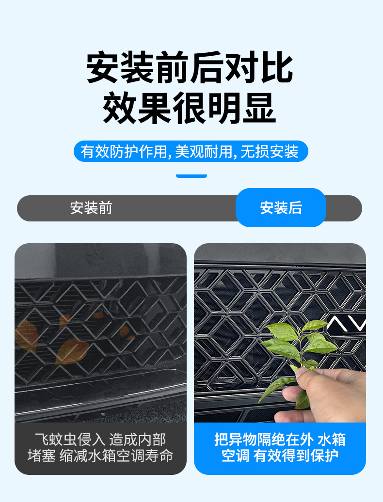 Suitable for 25 Models of Avita 06, Including the Front Grille Insect-Proof Net, Water Tank Protection Net, and Car-Specific Modification Accessories