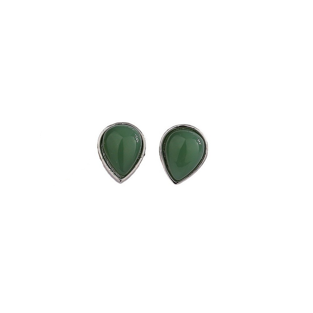 New Chinese Style Green Jade Earrings Women's Retro Elegant