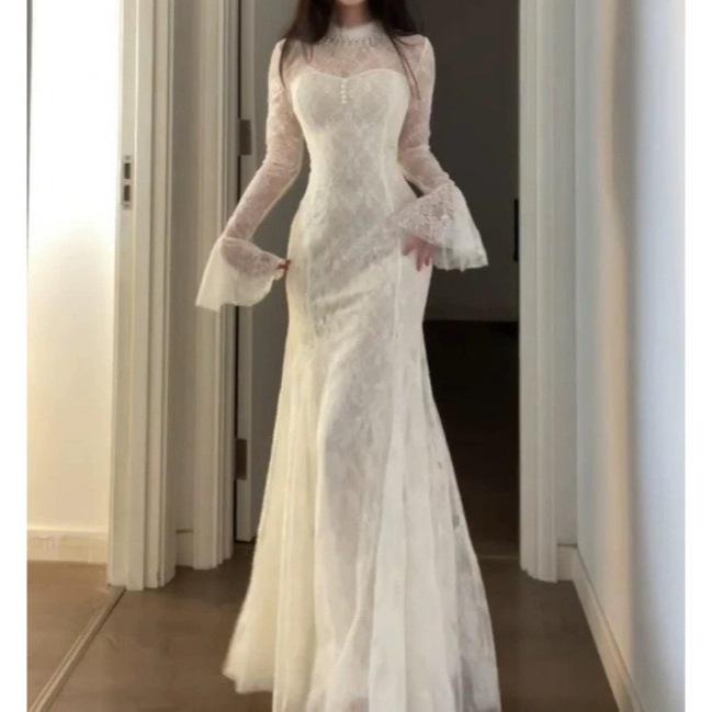 Cool Rich Daughter's Small Fragrance Dress for Women in Autumn and Winter High-End Princess Dress Sweet Sexy Fishtail Long Skirt