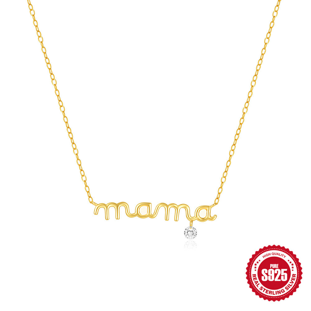 Inlay Design 925 Sterling Silver Geometric Letter Pendant Necklace