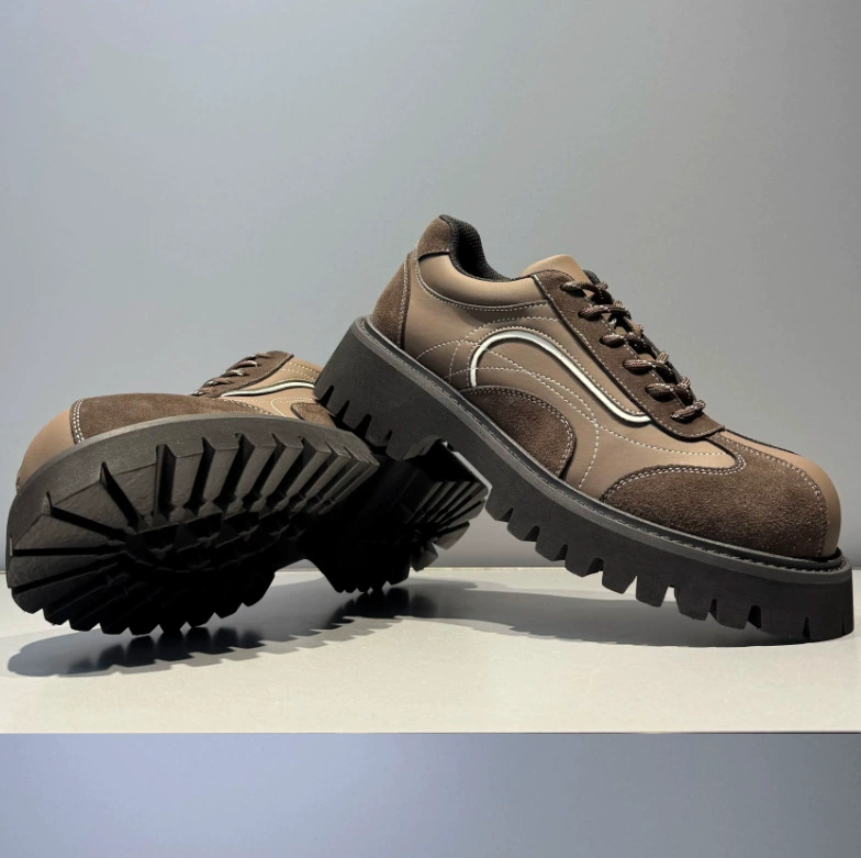 2025 новая мужская обувь из натуральной кожи, повседневная обувь на толстой подошве, модная универсальная модная обувь с большим носком, мужские туфли дерби