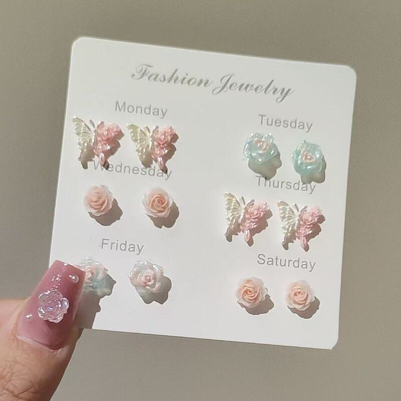 Hot Rose Series Silver Needle Simple Small Super Exquisite Flower Earrings 2025 New Fashion Girl Student Ear