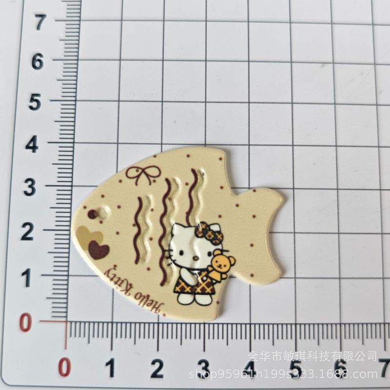 新款米咖色卡通猫咪鱼形发饰洞洞鞋鞋花diy发夹配件装饰手机壳diy|undefined
