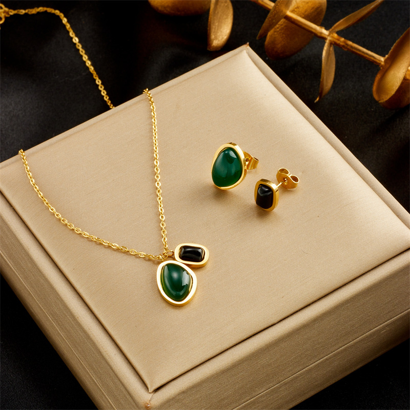 7g Weight Jewelry Set Classification Wholesale Jewelry Elegant Irregular Color Block Titanium Steel Jewelry Set