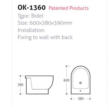 Bidé de Pie OK-1360 de Cerámica Manual para Baño