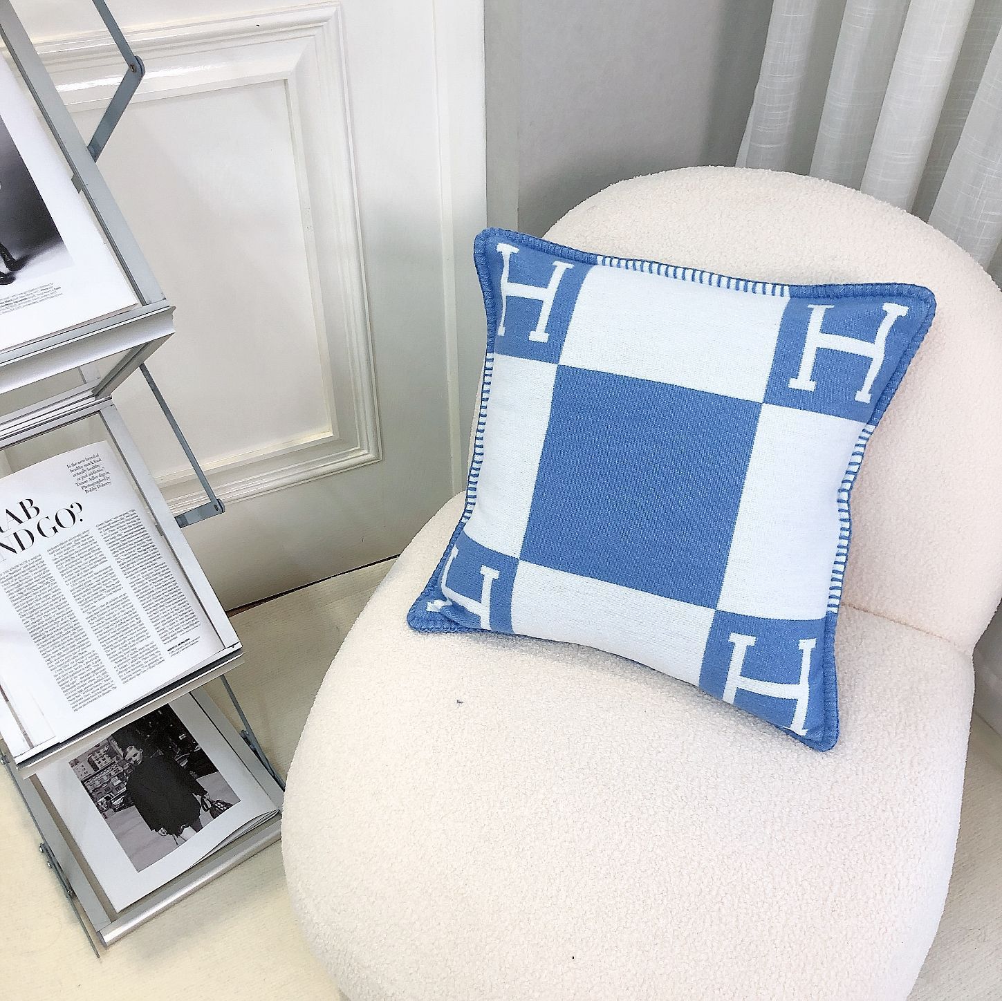 Amazon H 枕北欧モデルルーム昼休みソファクッション車の腰サポート背もたれクッションニット枕カバー