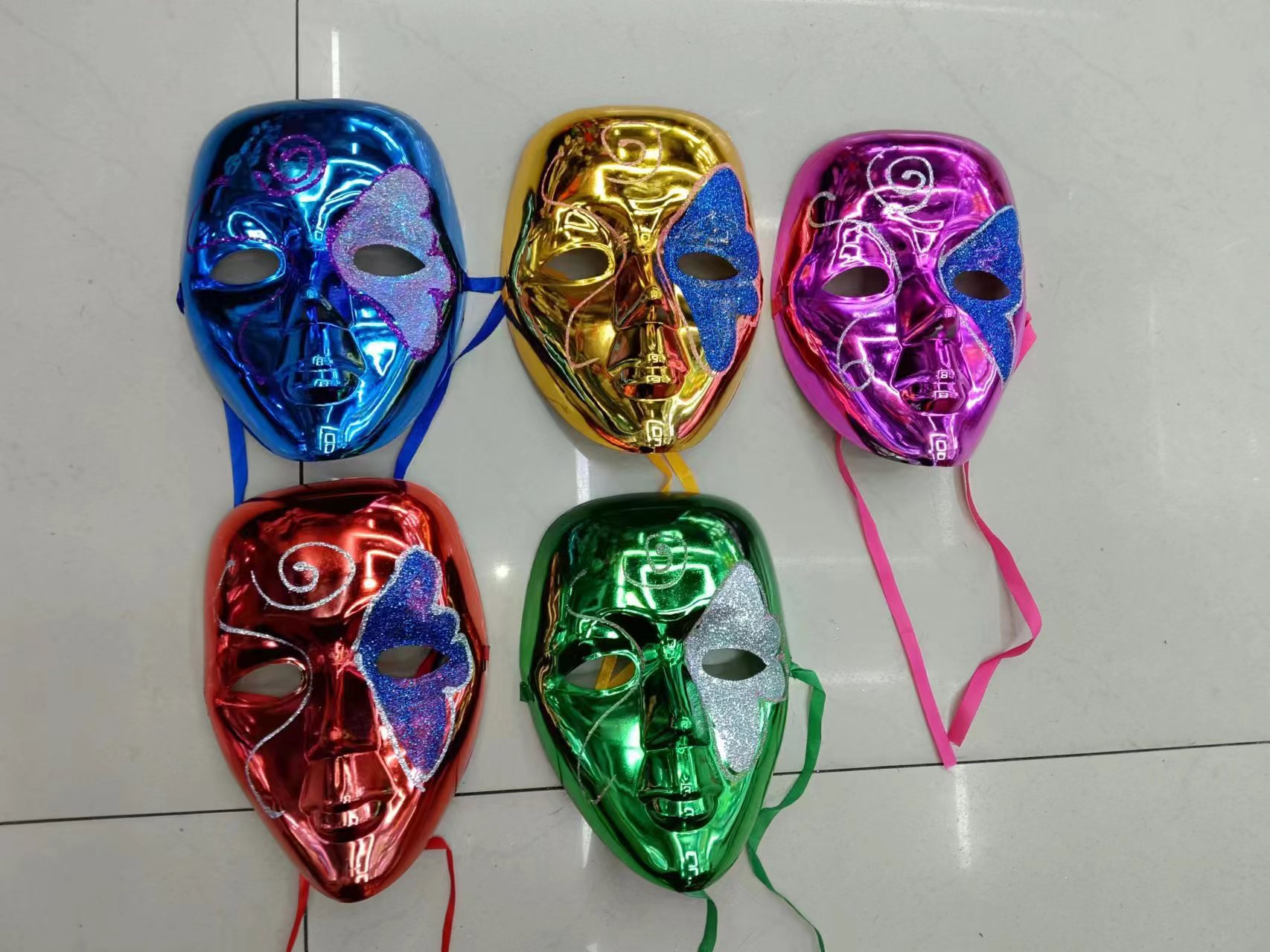 Belleza pintada galvanoplastia máscara de cara completa accesorios de fiesta de Halloween