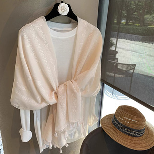 Cotton and Linen Scarf Women's Shawl Gorgeous Stereo Printing Sunshade Shawl Silk Scarf Desert Salt Lake Abu Dhabi Gauze Scarf