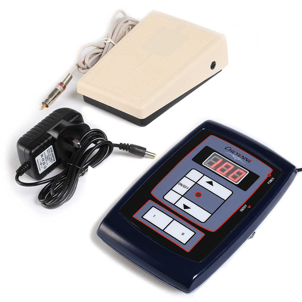 Máquina de tatuaje de bordado de dragón fuente de alimentación profesional LCD digital fuente de alimentación del interruptor de pie regulador de voltaje conjunto completo de equipos de tatuaje