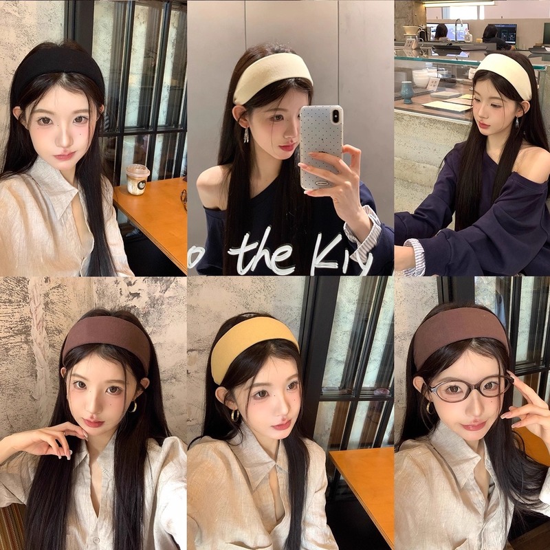 秋冬宽边纯色针织发箍2025新款女高级感发卡简约运动洗脸压发头箍|undefined