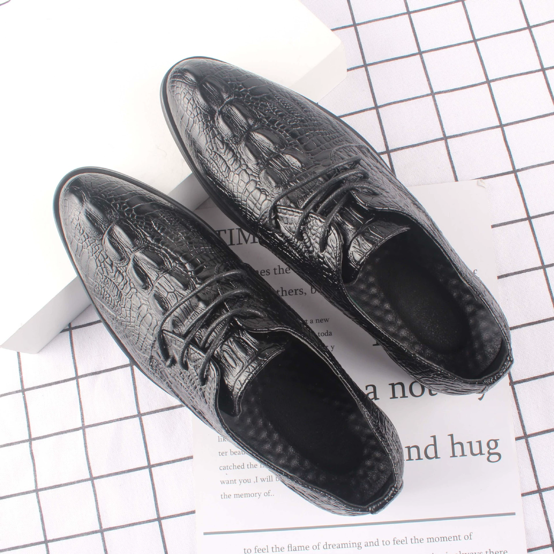 Деловые официальные кожаные туфли больших размеров 38 размер 48 мужские туфли с тиснением под крокодила мужские модные туфли с черным острым носком 7262