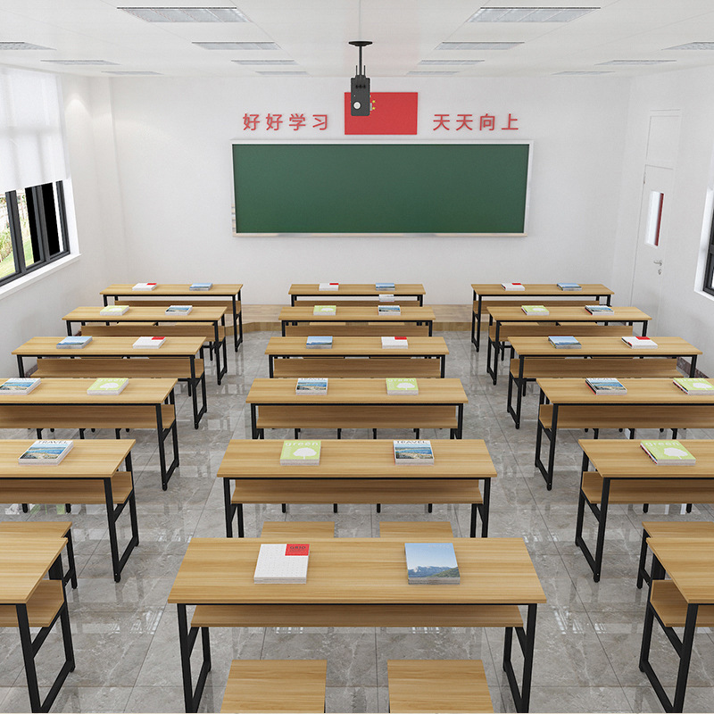 Double-Layer Desk with Drawer, Cram School Tutoring, Single, Double, Three-Person Conference Training Desk, Student Desk and Chair