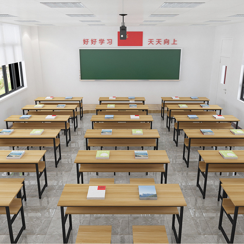 Double-Layer Desk with Drawer, Cram School Tutoring, Single, Double, Three-Person Conference Training Desk, Student Desk and Chair