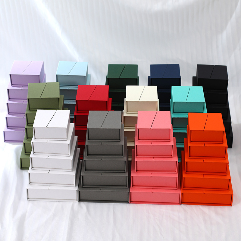 Spot Flip-Top Magnetic Packaging Box Ring Earrings Jewelry Carton Necklace Bracelet Earrings Gift Box Printed Logo