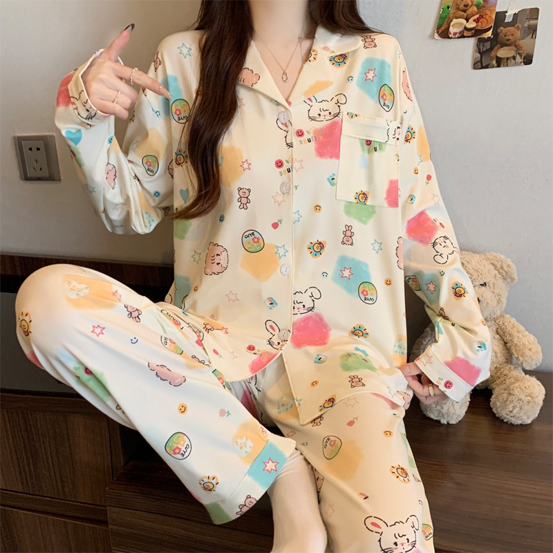 Milkily Sweet and Cute Mikko Pajamas Women's Winter Cardigan Long-Sleeved Lazy Home Wear Set Wholesale