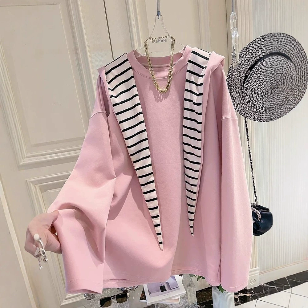 Плащ с капюшоном длинный рукав, свободный крой plus size, оверсайз (фуксия/чёрный)
