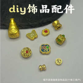 古法金滴油平安祥云隔珠尼泊尔古风配件diy手链手绳配饰隔珠批发
