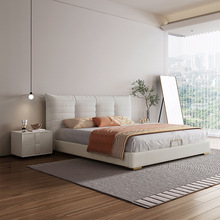 布艺床现代简约主卧室大床多功能储物软包1.5米实木1.8米科技布床