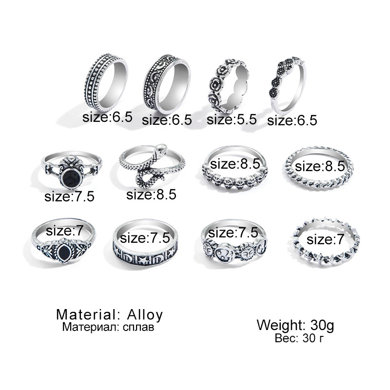 18g Weight Rings Classification 1 Set Quantity Street Occasion Alloy Material Leaf, Heart Shape Pattern Men's Gender Carving Design Hip-Hop, Retro Style Hip-Hop Retro Leaf Heart Shape Alloy Carving Men's Ring Sets 5