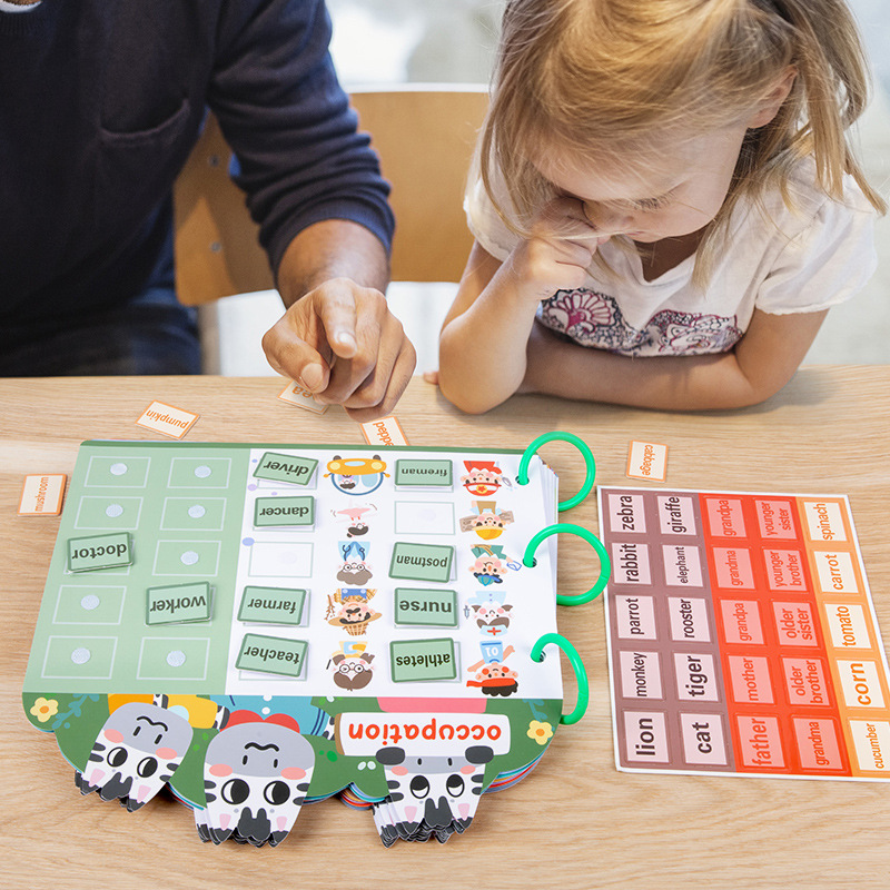 Nuevo libro de pegatinas tranquilas para niños iluminación educación temprana cognición pegada repetidamente libro de rompecabezas de alfabetización juguetes de puzzle para bebés