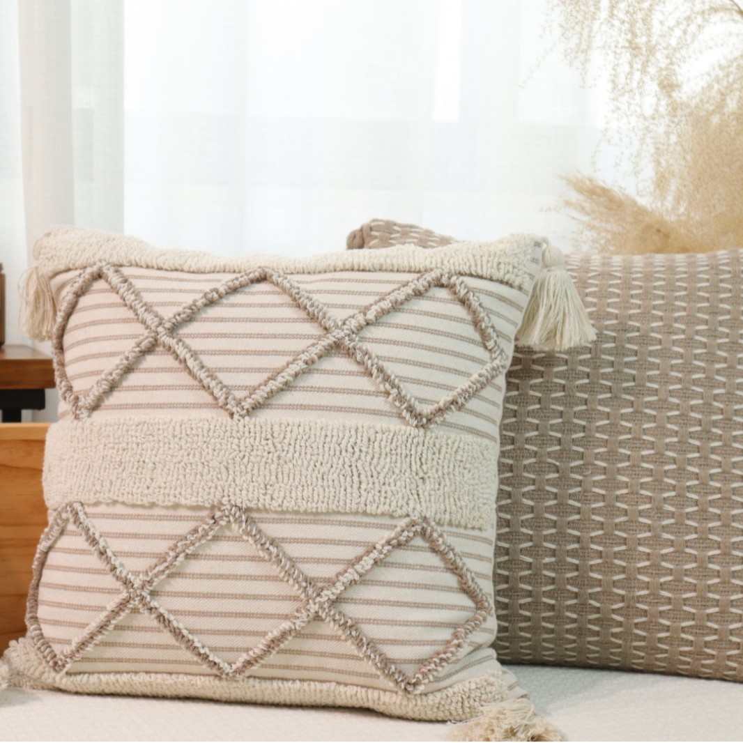 insert silent bohemian veludo bordillo tejido lino geométrico almohada almohada sala de estar sofá dormitorio cojín