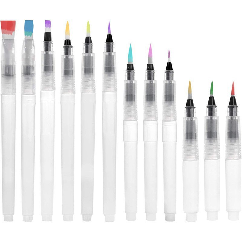 Juego de bolígrafos de agua del grifo Weizhuang, bolígrafos de pintura de acuarela sólida, cepillos pintados a mano para principiantes, cepillos de almacenamiento de agua de cabeza suave