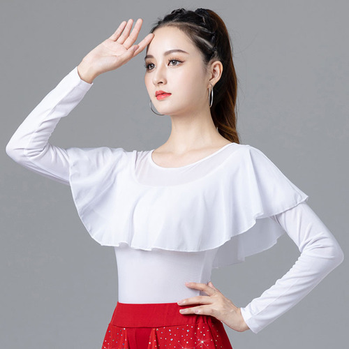 Modern dance tops, women's square dance clothing, new Latin internet celebrity dance clothes, ballroom dance waltz practice clothes