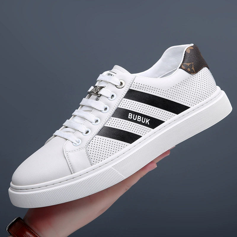 Мужские кроссовки, новые модные, в стиле парных образов, белые, дышащие, низкие, из натуральной кожи, универсальные, повседневные.