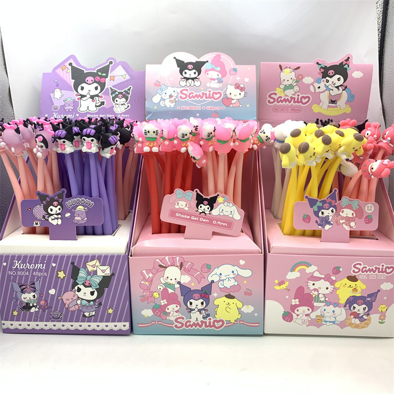 Comercio exterior Sanrio coolomi swing pen gran oreja perro melodía gel pluma de dibujos animados pluma de agua pequeño diablo pluma de descompresión