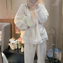 2022年秋冬季新款韩版可爱甜美公主风睡衣保暖家居服加绒睡裙套装