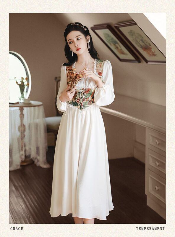 2025 Autumn and Winter French Lace Super Fairy Casual Style Sweet and High-End Milk Sweet Tea Break Princess Dress