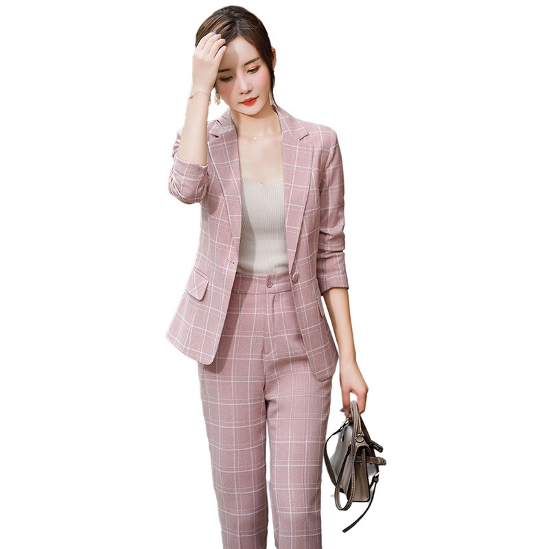 Small Suit Jacket Women's Autumn And Winter New Popular Korean Version Short Casual White Plaid Slim Long-sleeved Suit