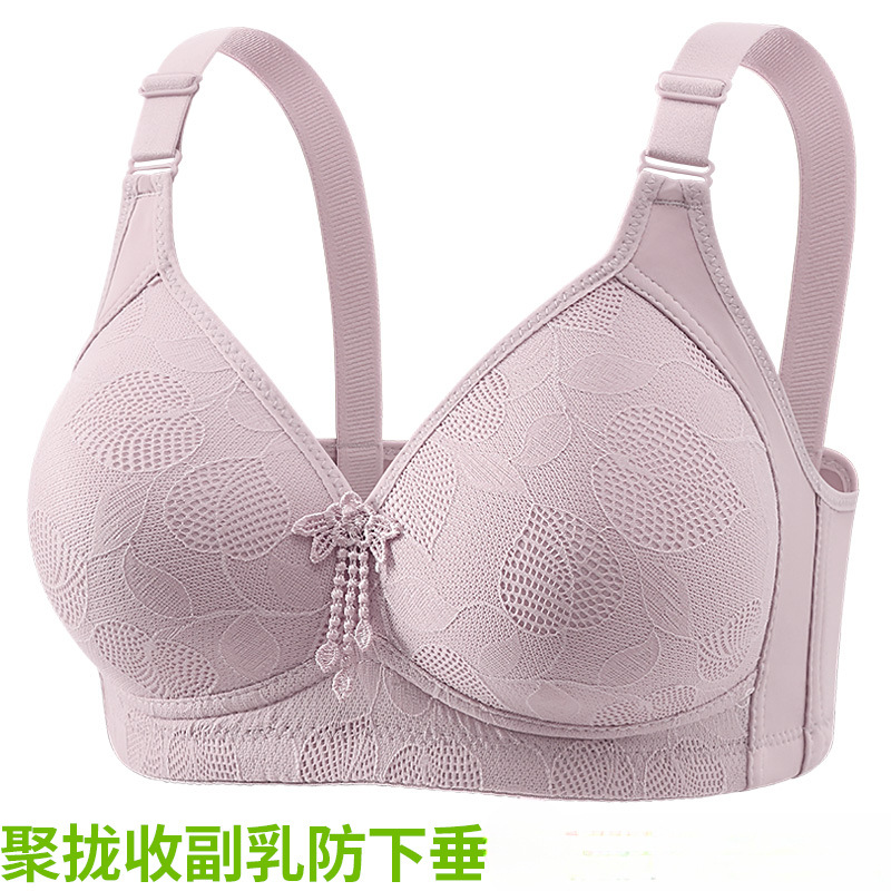 Mature women bra comfortable mom gathering内衣 middle-aged women large size wireless bra cotton summer