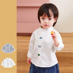 Men's White Shirt 2024 New Arrival Medium and Small Children's Pure Cotton Blouse Women's Spring and Summer Long Sleeve Jacket Korean Style Trendy