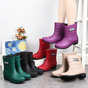 2021 new arrival rain boots women's adult water shoes rain boots short tube high tube women's fashion non-slip four seasons rubber shoes waterproof