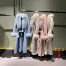 新款女装气质通勤风羊毛长款修身型有系带洋气纯色韩版毛呢大衣外