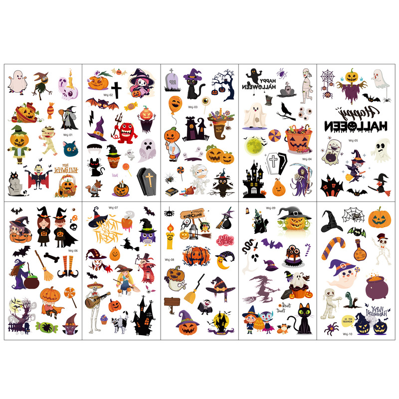 クロスボーダー新しい漫画ハロウィンタトゥーステッカーハイエンド子供のホリデーパーティー面白いカボチャタトゥーステッカー|undefined
