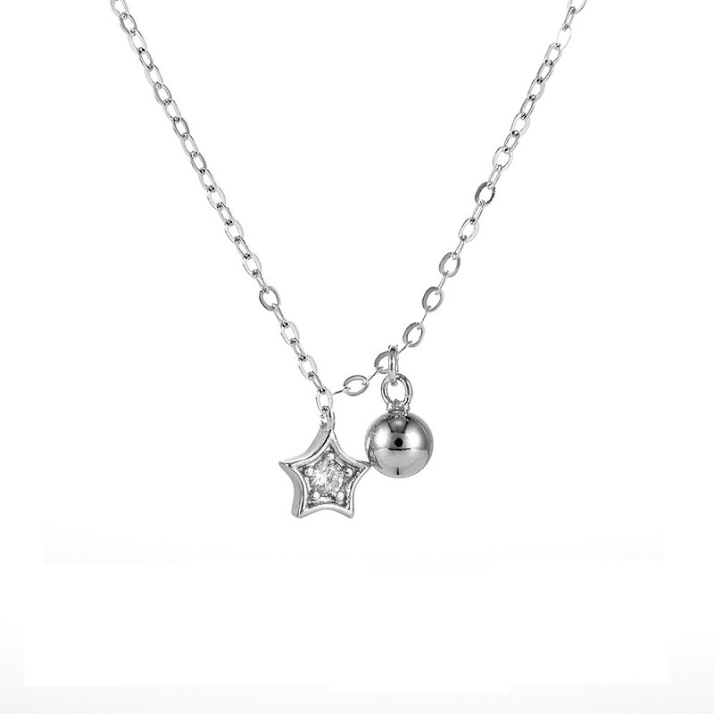 Southeast Asia Cross-border New Simple Star Necklace Female Niche Design Five-pointed Star Round Bead Clavicle Chain Foreign Trade Jewelry
