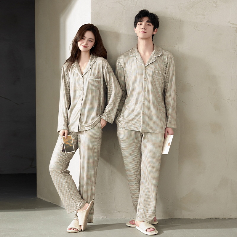 Pajamas de pareja para mujeres 2025 otoño y invierno caliente catiónico de lana cardigan de manga larga calentamiento ropa de hogar para hombres set