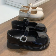 批发一件代发2025秋季新款女儿童时尚亮钻单鞋韩版公主圆头皮鞋