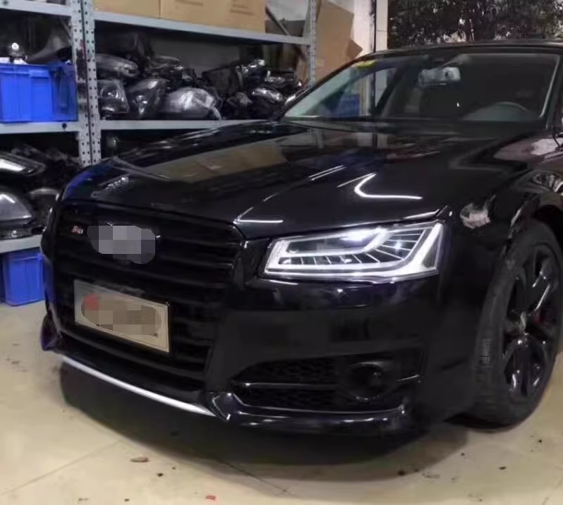 Applicable to 15-17 Audi A8LS8 front lip front bumper guard silver trim black chin front deflector