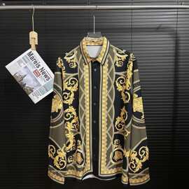欧洲站Ver男士长袖衬衫3D数码印花花衬衣高版本男女同款外贸现货