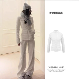 白色修身轻薄羽绒服女2025新款秋冬季冲锋衣内胆收腰外套排骨棉服